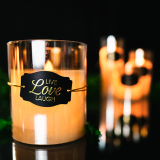 Live Love Laugh 6" Amber Luster Realistic Flame Candle