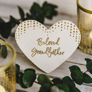 Beloved Grandfather 3.5" x 3" Heart Memorial Stone