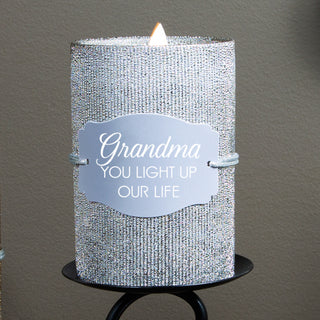 Grandma 4.75" Pewter Glitter Realistic Flame Candle