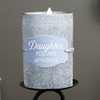 Daughter 4.75" Pewter Glitter Realistic Flame Candle
