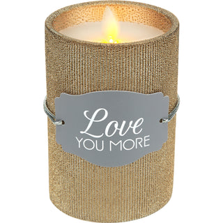 Love You 4.75" Bronze Glitter Realistic Flame Candle