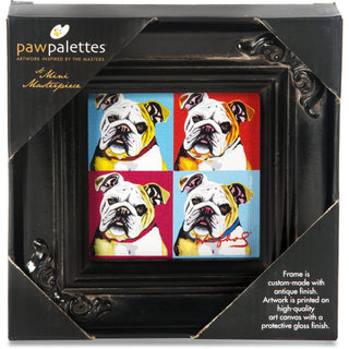 Bulldog Woofhol - 3.5" x 3.5" Framed Canvas