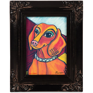 Dachshund Pawcasso - 3.5" x 5" Framed Canvas
