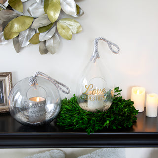 Love 11.5" Gold Glass Lantern