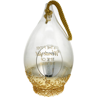 Wonderful 15.5" Gold Beaded Glass Lantern