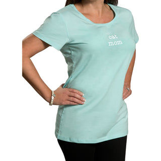Cat Mom Small Teal/Mint Green T-Shirt