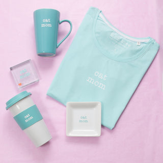 Cat Mom Small Teal/Mint Green T-Shirt