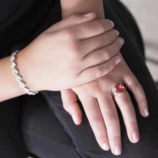 Isabel Paparadascha Size 7 Ring with 0.5" Crystal made from Austrian Crystals