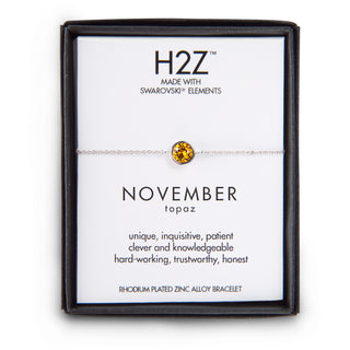 Liza Birthstone November Topaz 6.5"-7.625" Crystal Bracelet made from Austrian Crystals