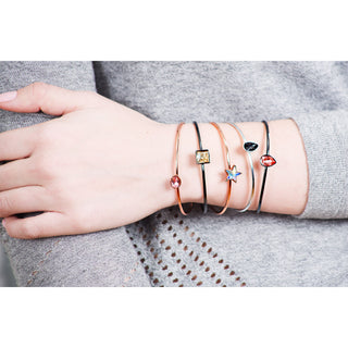 Light Peach Square Cuff 6.5" Austrian Crystal Bangle Bracelet