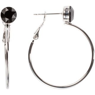Jet Small 3 cm Studded Hoop Earring