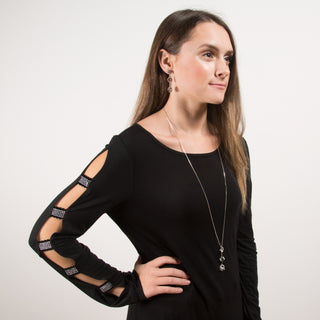 Crystal Gold Hexagon - 18.5" Austrian Crystal Sweater Necklace