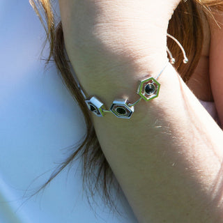 Crystal Gold Hexagon - 2" - 3" Austrian Crystal Drawstring Bracelet