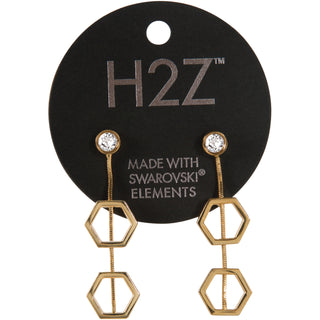 Crystal Gold Hexagon - 1.5" Austrian Crystal Dangle Earrings