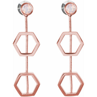 Crystal Gold Hexagon - 1.5" Austrian Crystal Dangle Earrings