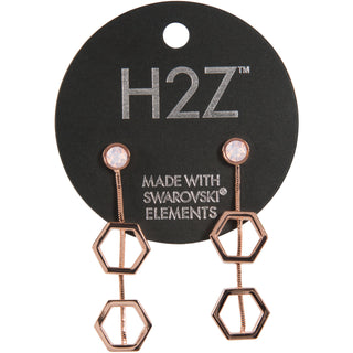 Crystal Gold Hexagon - 1.5" Austrian Crystal Dangle Earrings