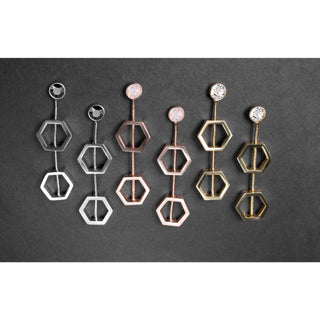 Crystal Gold Hexagon - 1.5" Austrian Crystal Dangle Earrings