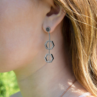 Crystal Gold Hexagon - 1.5" Austrian Crystal Dangle Earrings