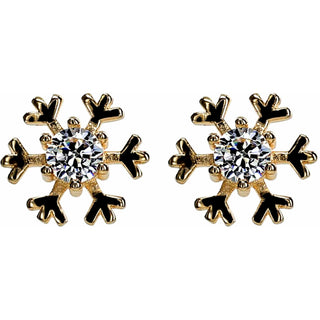 Crystal Snowflake in Rose Gold 1 CM Austrian Crystal Stud Earrings & Adjustable Ring