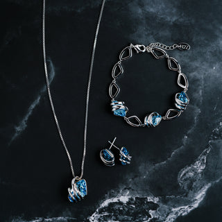 Iridescent Galactic Rhodium Austrian Element Necklace