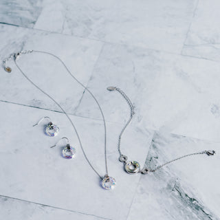 Iridescent Crystal Cosmic Rhodium Austrian Element Drop Earrings