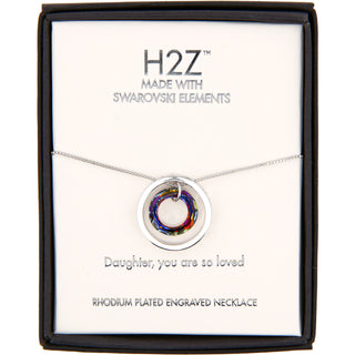 Daughter Volcano Crystal 17"-19" Engraved Rhodium Plated Austrian Element Necklace