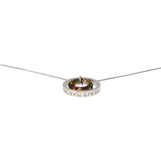 Daughter Volcano Crystal 17"-19" Engraved Rhodium Plated Austrian Element Necklace