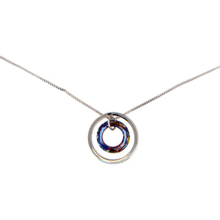 Daughter Volcano Crystal 17"-19" Engraved Rhodium Plated Austrian Element Necklace