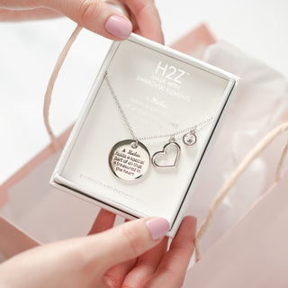 Mother Clear Crystal 16.5"-20.5" Engraved Rhodium Plated Austrian Element Necklace