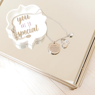 Mother Clear Crystal 16.5"-20.5" Engraved Rhodium Plated Austrian Element Necklace