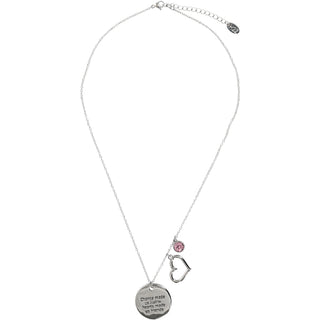 Sisters Light Rose Crystal 16.5"-20.5" Engraved Rhodium Plated Austrian Element Necklace