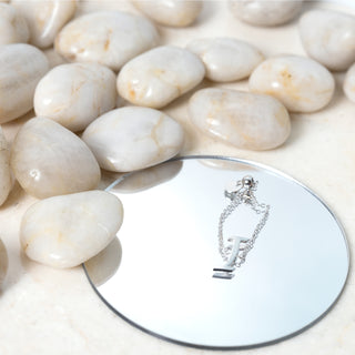 I Adjustable Rhodium Plated Monogram Ring