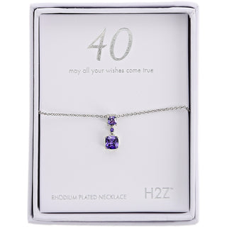 40 Violet Zircon 16.5"-18.5" Celebration Rhodium Plated Necklace