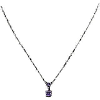 40 Violet Zircon 16.5"-18.5" Celebration Rhodium Plated Necklace