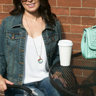 Pristine Peach 31" - 34.5" Sweater Necklace with Glass Pendant