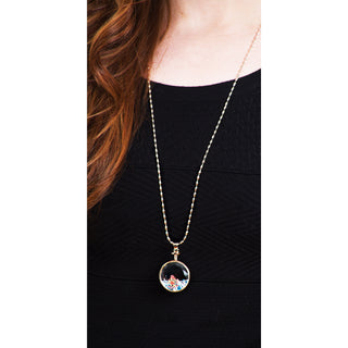 Pristine Peach 31" - 34.5" Sweater Necklace with Glass Pendant