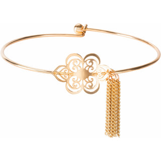Gold Floral Frill Filigree Bangle Bracelet