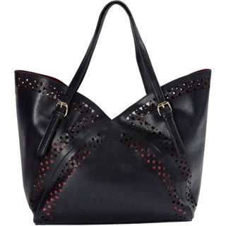 Ava Satchel in Noir 19" x 13" x 5" Laser Cut Handbag