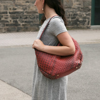 Suzette Marsala 13" x 5" x 14" Woven Ombre Purse/Shoulder Bag