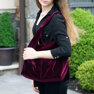 Coffee Velvet Shoulder Bag