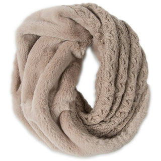 Winter Cable Knit & Faux Fur Infinity Scarf