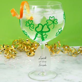 Green Shamrocks 24 oz Hand Decorated Glass