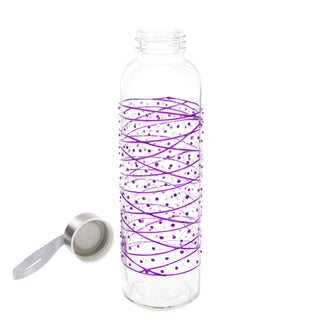 Purple Tangle 16.5 oz Hand Decorated Glass Water Bottle