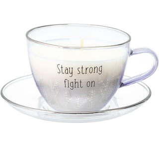 Stay Strong 6 oz - 100% Soy Wax Teacup Candle with Saucer Scent: Fresh Cotton