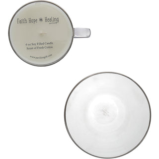 Stay Strong 6 oz - 100% Soy Wax Teacup Candle with Saucer Scent: Fresh Cotton