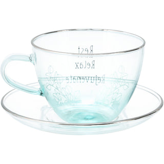 Relax 7 oz Glass Teacup and Saucer