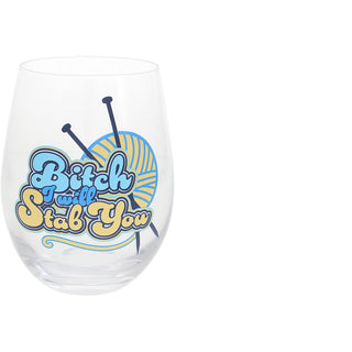 Stab You 18 oz Stemless Wine Glass