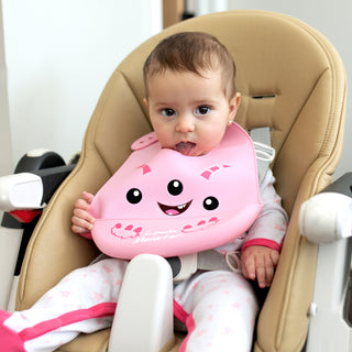 Pink Cupcake Monster 12" Silicone Catch All Bib