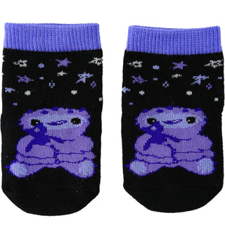 Purple Snuggle Monster 0-12 Month Non-slip Baby Socks