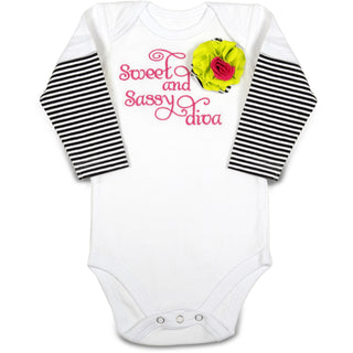 Sassy Diva Long Sleeve Onesie (3-6 Months)